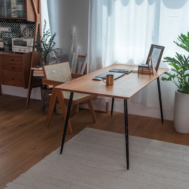 Metal Industrial Rectangle Dining Table Solid Wood Top Table with 4 Black Legs