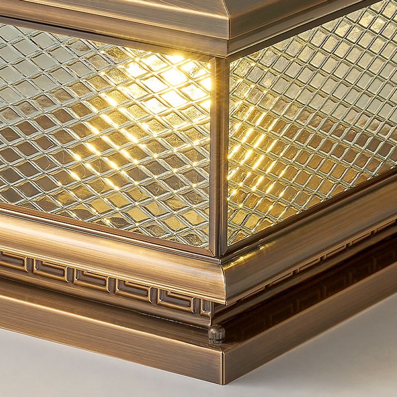 Rectangular Shape Metal Solar Pillar Lamp Modern 1-Light Outdoor Waterproof Light