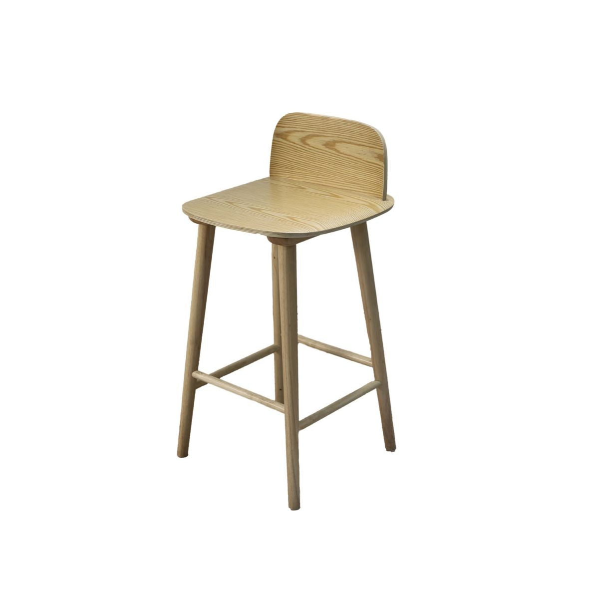 Contemporary Low Back Bar Stool Rubberwood Bar Stool for Indoor