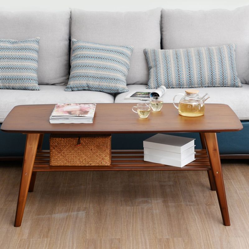 Rectangular Coffee Table with Walnut/wood-colored Top on 4-leg Base