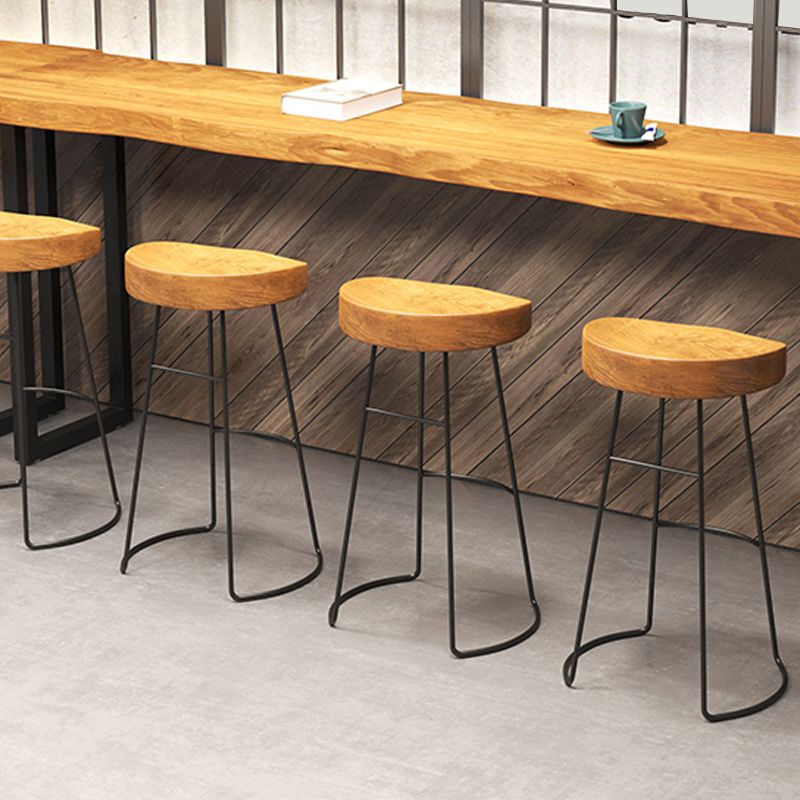 Industrial Style Bar Stool Wood Counter Bar Stool with Metal Legs for Home