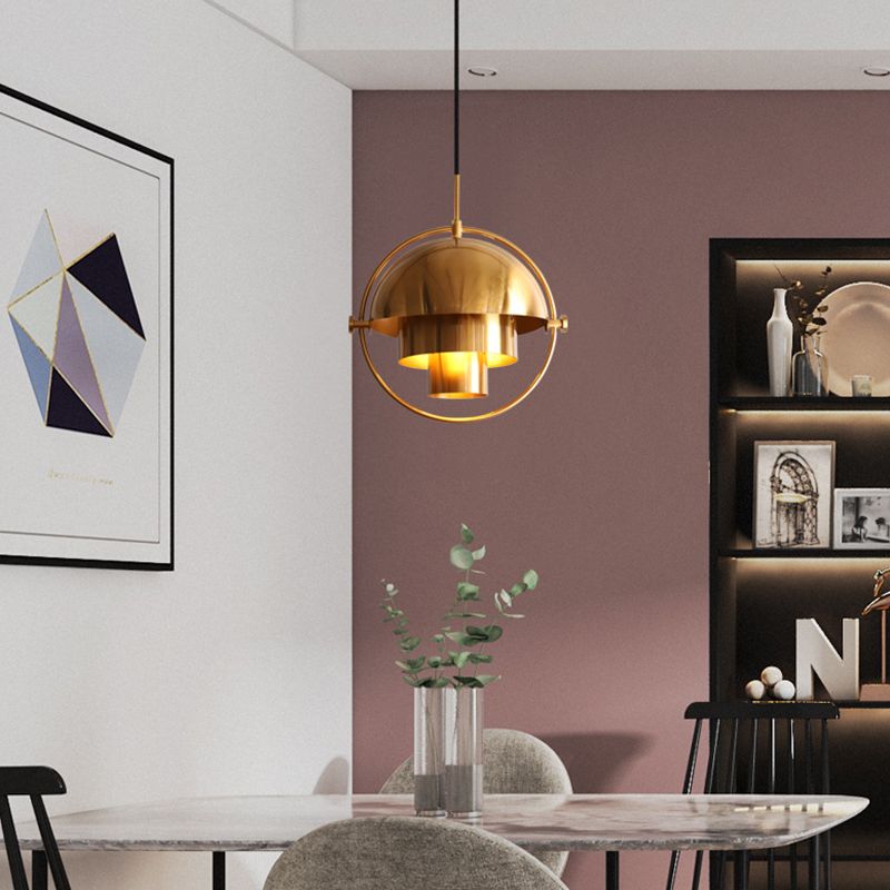 Gold 1 Light Pendant Lamp Mid-Century Creative Design Metal Hanging Lamp for Bedroom