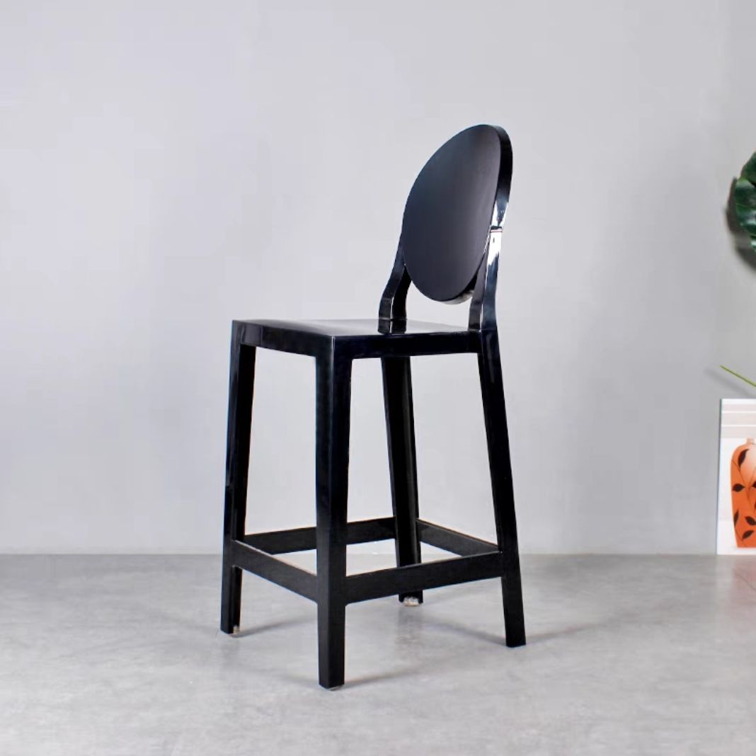 Industrial Backrest Armless Counter Chair Plastic Bar Stool with 4 Legs