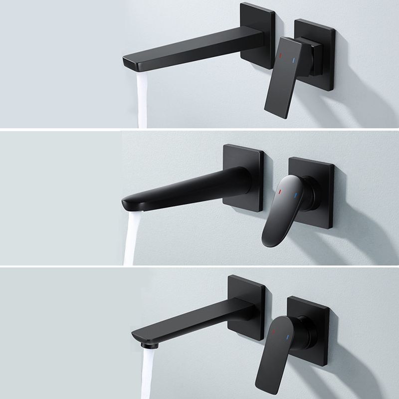 Lever Handle Wall Mounted Bathroom Faucet Modern Faucet with Hot and Cold Indication