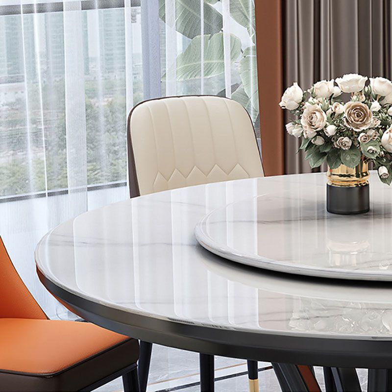 Modern Stone Round Folding Table Solid Wood Pedestal Casual Dining Table