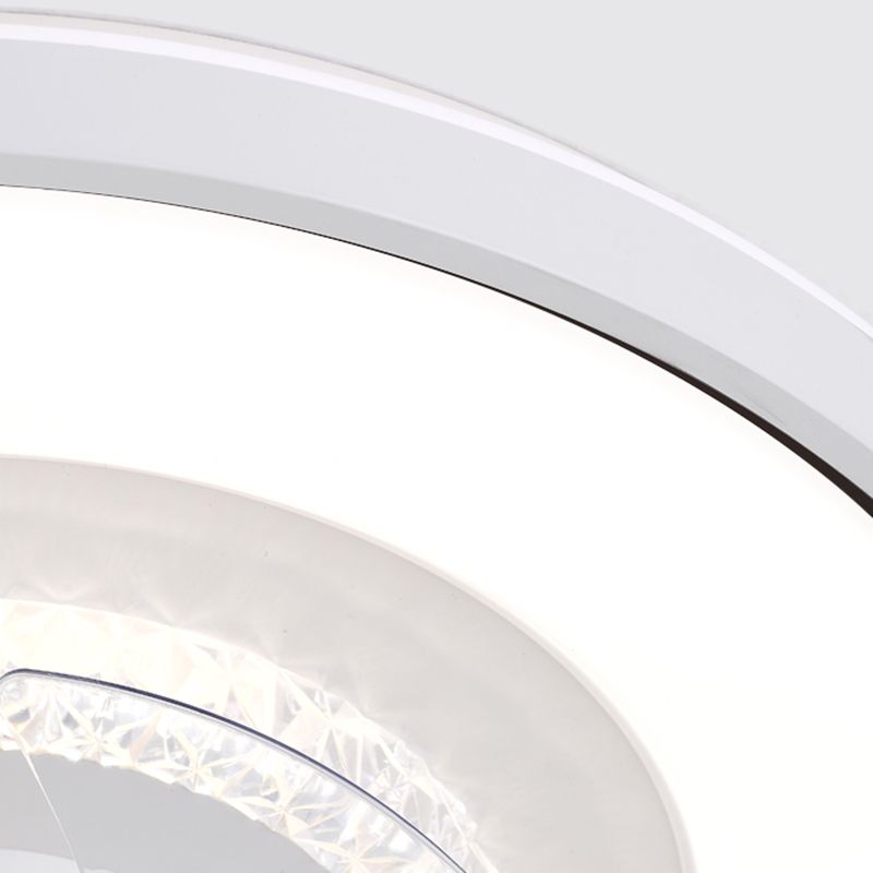 Round Bedroom Flush Mount Fan Lamp Metallic Nordic Style LED Semi Flush Light