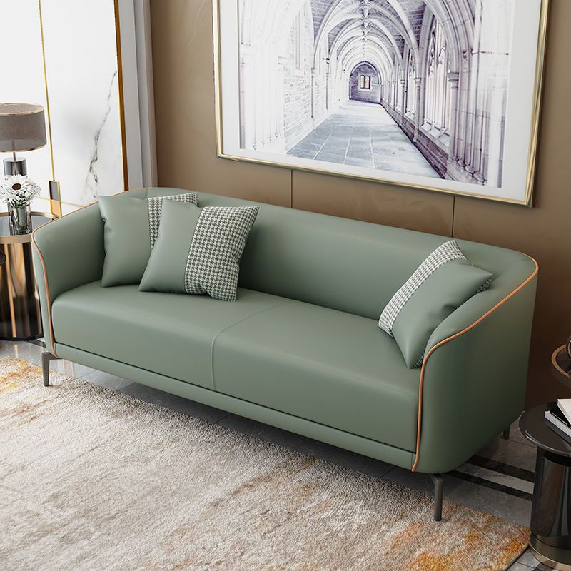 Faux Leather Sofa Tuxedo Arm Stain Resistant Sofa 25.59" H for Apartment