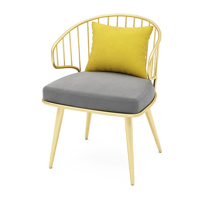 Contemporary Kitchen Dining Armchair Metal Side Dining Chairs in Gold