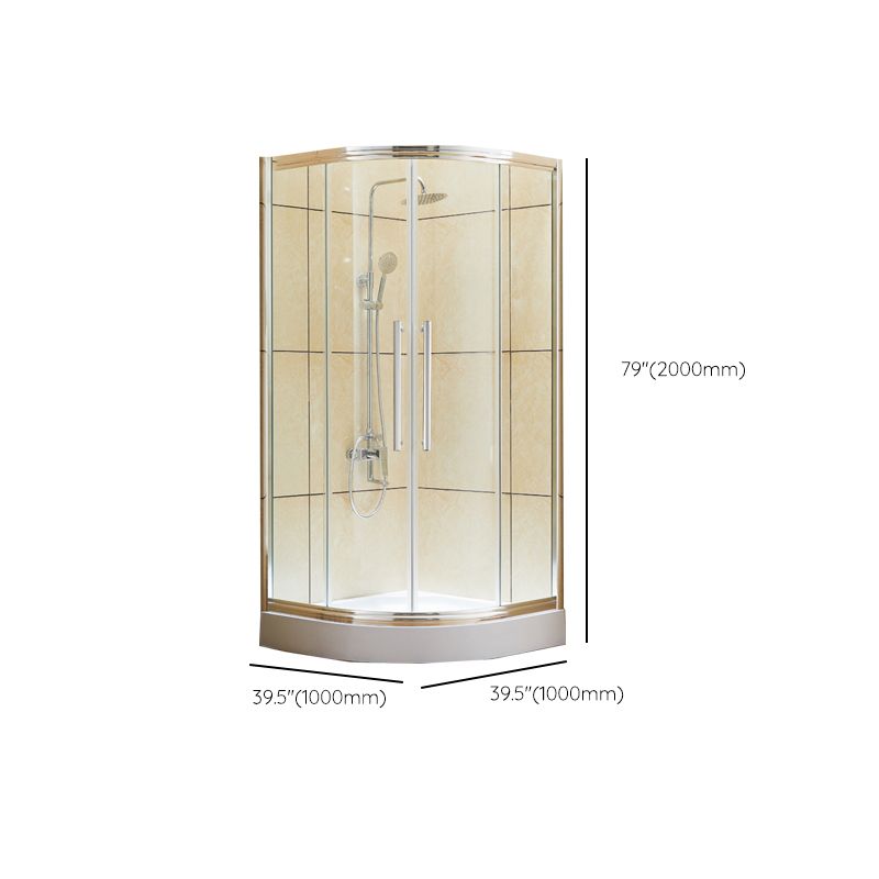 Rounded Framed Shower Enclosure Tempered Glass Double Sliding Shower Kit