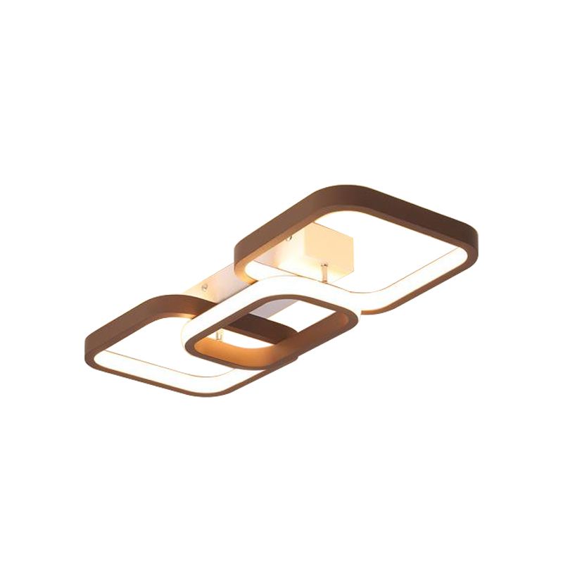 2/3/4 Heads Simple Square Flush Mount Ceiling Lamp Brown Hallway Ceiling Flush Mount in Warm/White