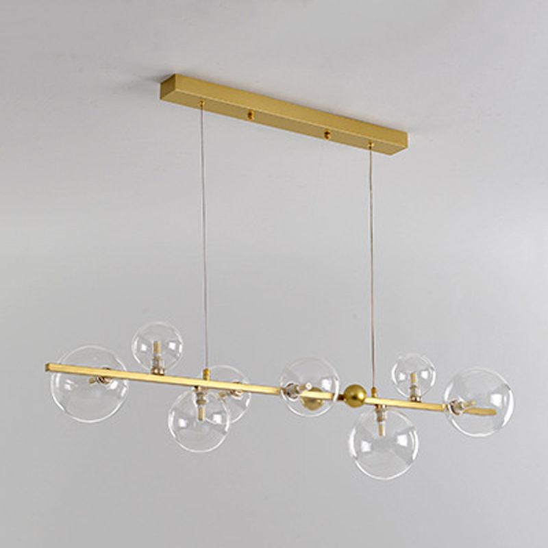 Glass Globe Island Pendant Modern 8-Lights Island Lighting for Dining Room