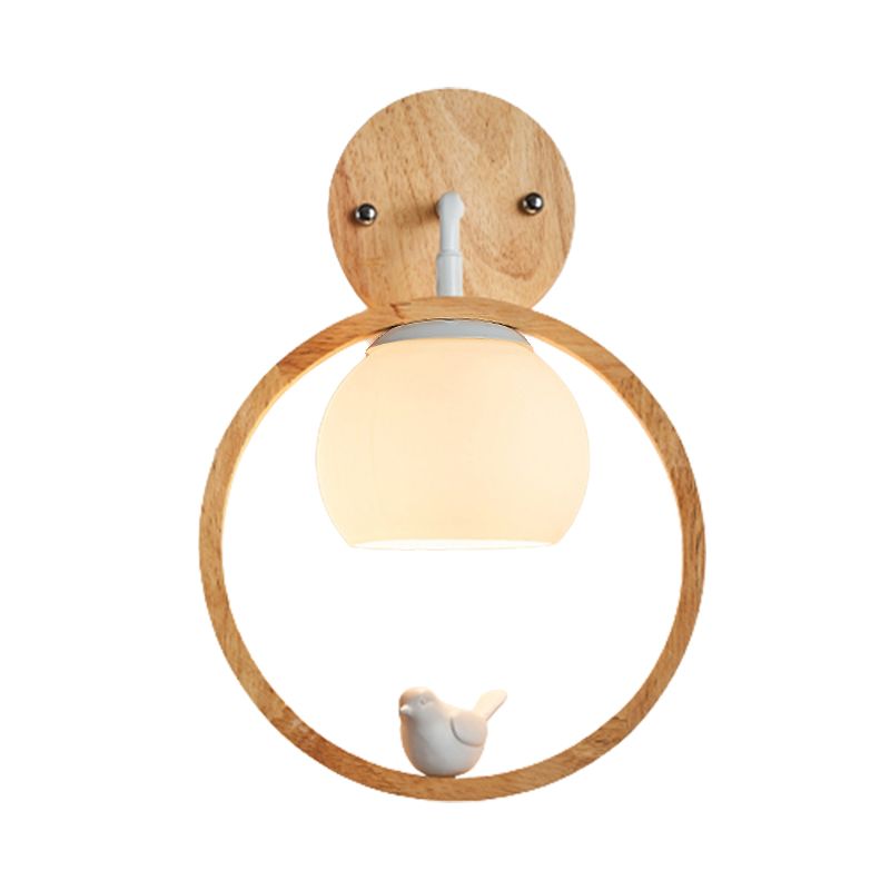 Modernist Wall Sconce Wood and Glass Sconce Light for Bedroom
