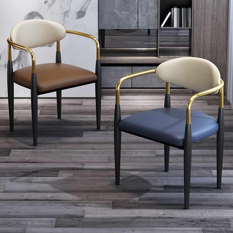 Modern Upholstered Dining Arm Chair Open Back Dining Side Chair