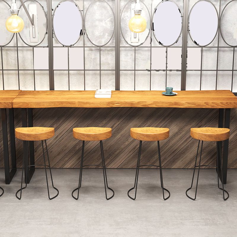 Modern 1/7 Pieces Bar Table Set Rectangle Wood Counter Table with Stools for Cafe