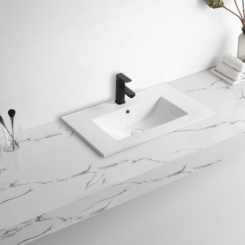 Modern Drop-in Bathroom Sink Rectangular Porcelain Basin Sink(Not Included Faucet)