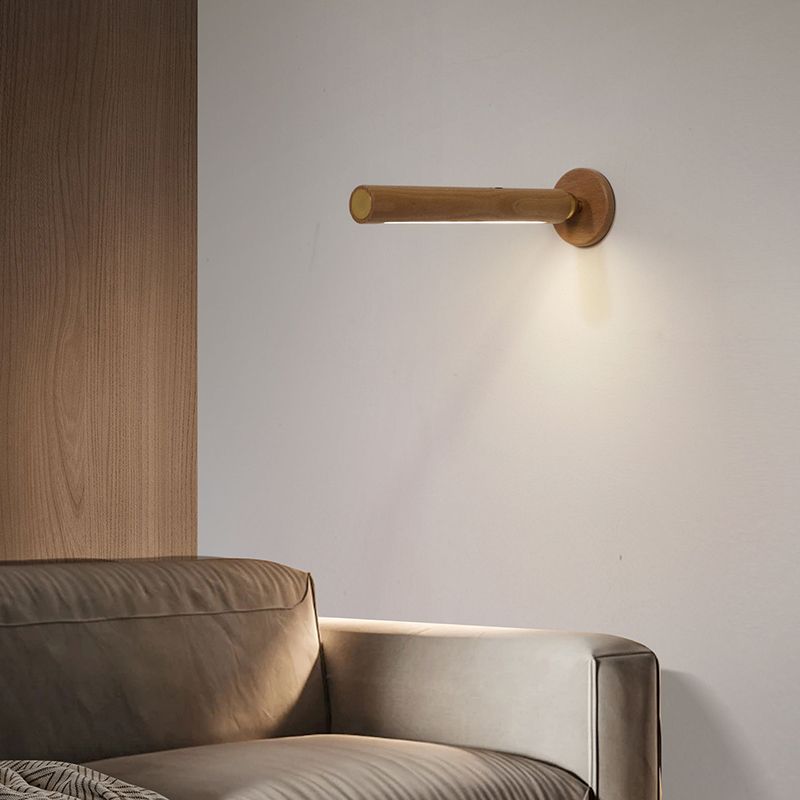 Lámpara de pared LED de dormitorio nórdico ángulo de madera ajustable Luz de madera para la cama