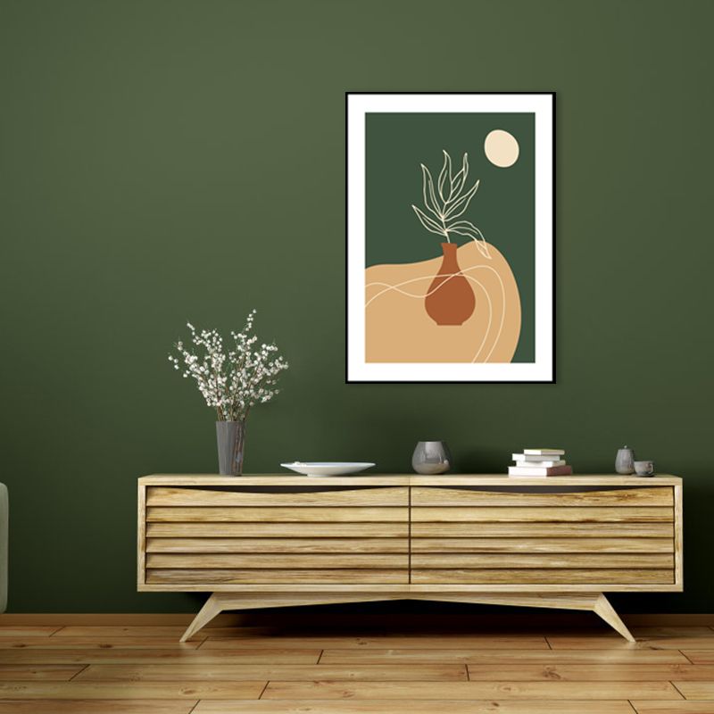 Toile de plante en Pot de couleur foncée, décoration murale texturée imprimée pour chambre, plusieurs tailles