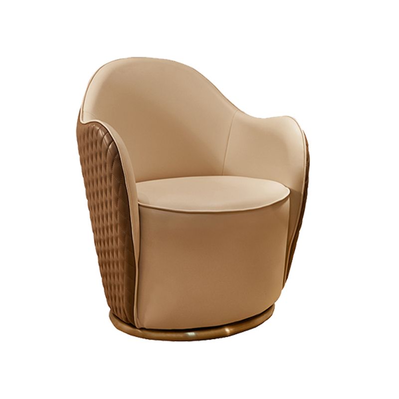 Round Base Style Side Chair Leather Lounge Chair for Living Room