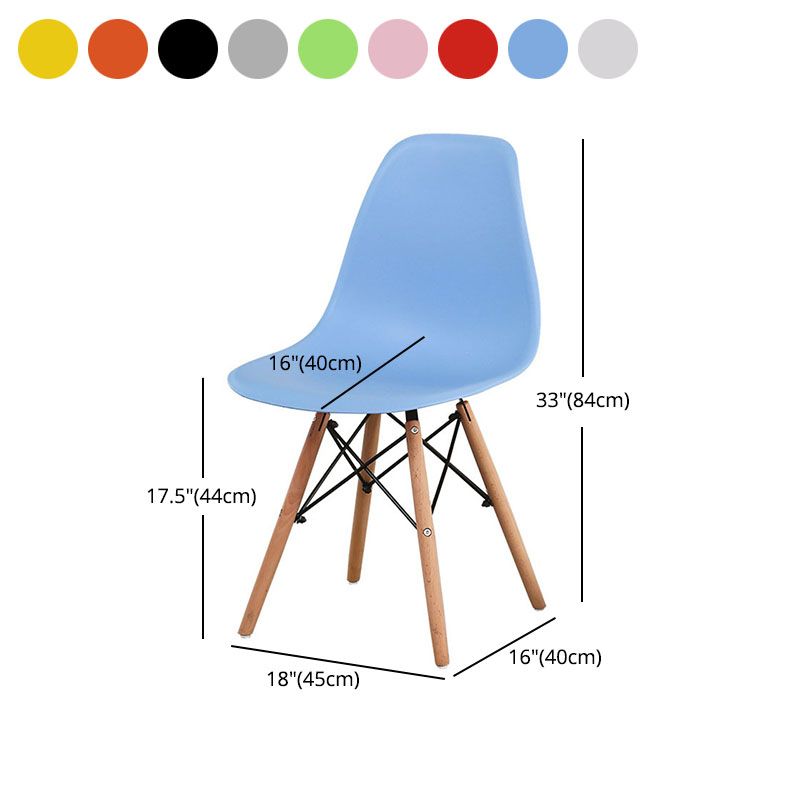 Modern Plastic Home Side Chair Matte Finish Solid Back Dining Chair