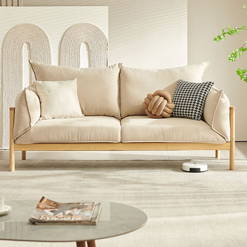 Stationary Cotton 2-seater Living Room Square Arm Cushions Sofa