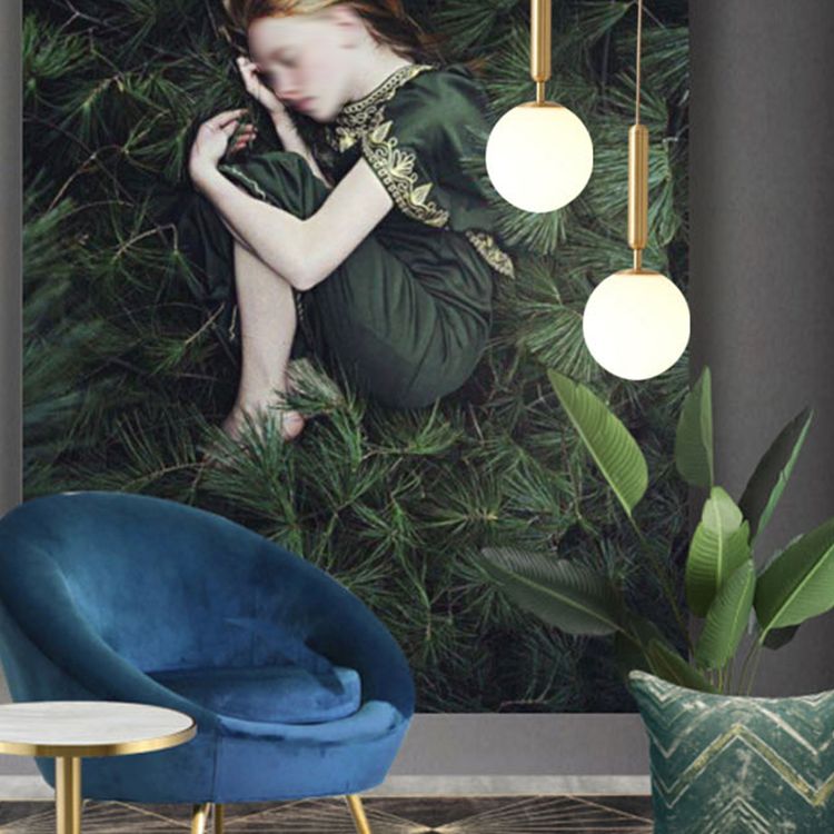 Glass Spherical Pendant Lighting Fixture Modern Style Hanging Pendant Light for Bedroom