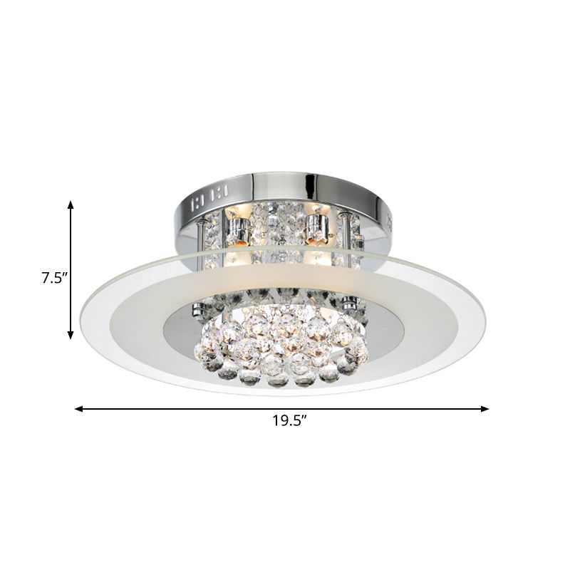 4 Lights Bedroom Flush Mount Contemporary Round Crystal Ceiling Lamp in Chrome