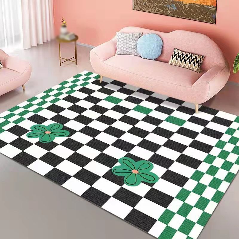 Casual Home Decoration Carpet Plaid Pattern Area Rug Polyester Non-Slip Backing Indoor Carpet