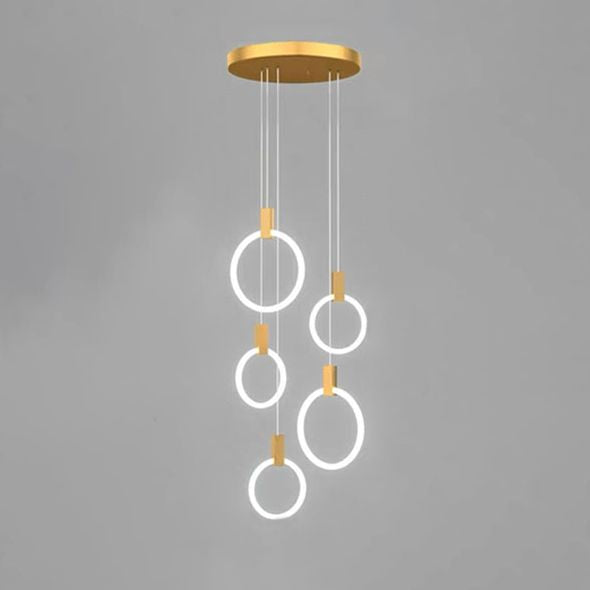Modern Luxury LED Pendant Light Aluminium Circular Hanging Lamp with Acrylic Shade