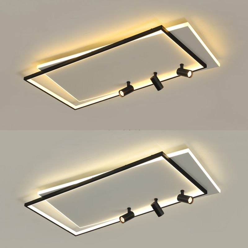 Ultra-thin Flush Ceiling Lights New Modern Metal Flush Mount in Black for Living Room