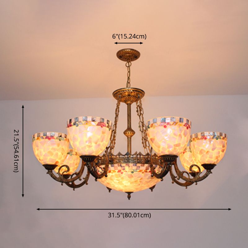 Lustre en bronze en vitrail