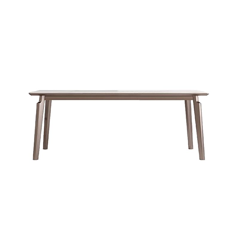 Glam Style Dinette Table Rectangle Stone Dining Room Table in White