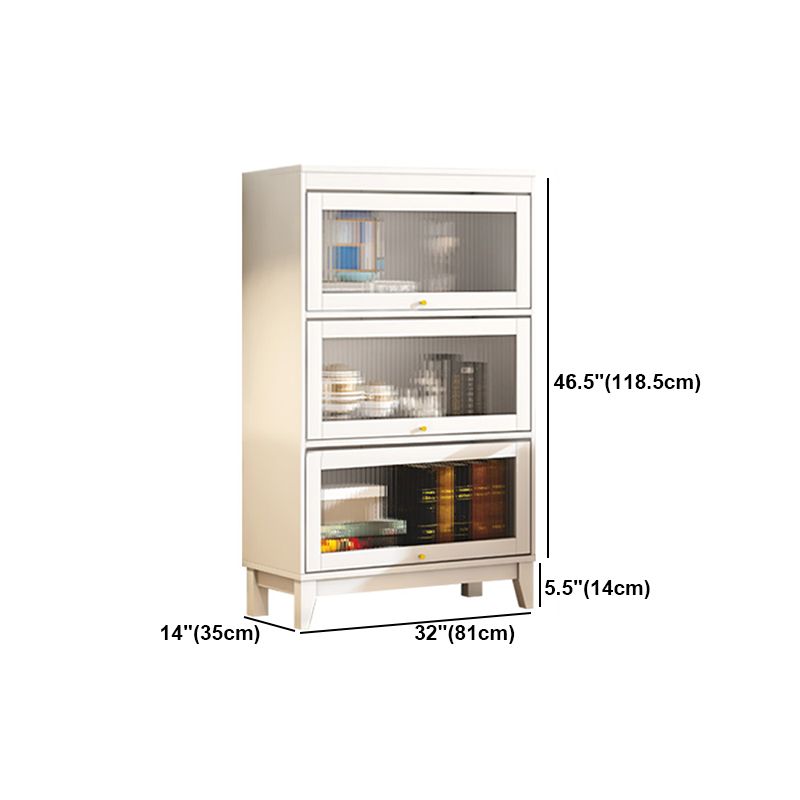 Urban Vertical Standard Bookcase White Manufactured Wood Bookshelf with Glass Doors