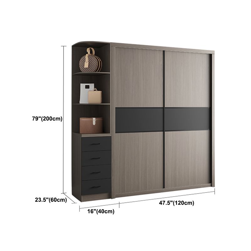 Engineered Wood Wardrobe Armoire With Shelves Modern Wardrobe Closet