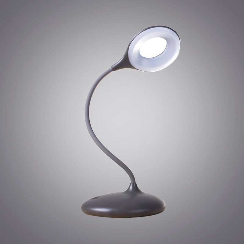 Brown/White Circle Shade Adjustable Table Light Contemporary LED Desk Lamp for Study