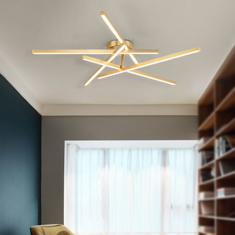 Line Shape LED Ceiling Lamp Modern Aluminium Flush Mount for Living Room