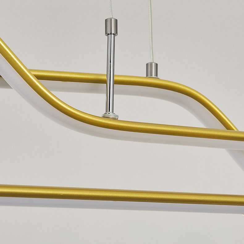 Ultra-modern Linear Hanging Chandelier Metallic Hanging Lamp with Hanging Cord for Restaurant