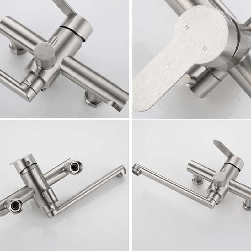 Wall Mounted Metal Tub Filler Low Arc Swivel Bathroom Faucet