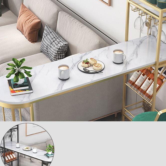 Iron Storage Base Bar Table Modern Free Form Bar Table with Wine Glass Holders