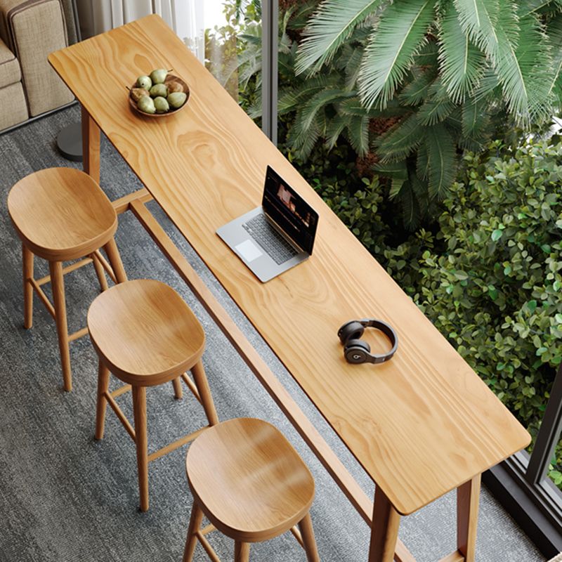 Solid Wood Bar Height Table Natural Rectangle Counter Height Table