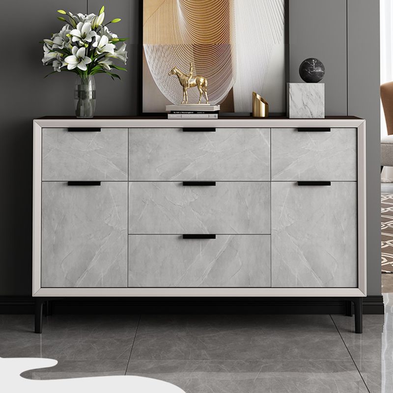 33.46"Tall Grey Accent Chest, Wooden Rectangle Cabinet with Drawers