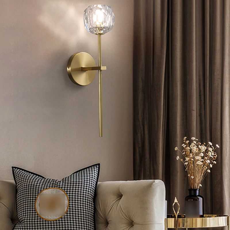 Moderne Messing Wandleuchte Globus Gold Wandleuchten mit Kristall für Schlafzimmer