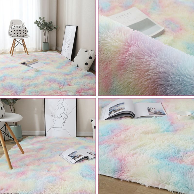 Scandinavian Home Rug Multicolor Plain Rug Synthetic Wool Stain Resistant Anti-Slip Washable Rug