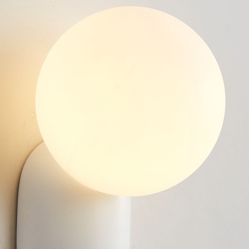 Single Contemporary White Glass Shaded Metallic Wall Mounted for Bedroom