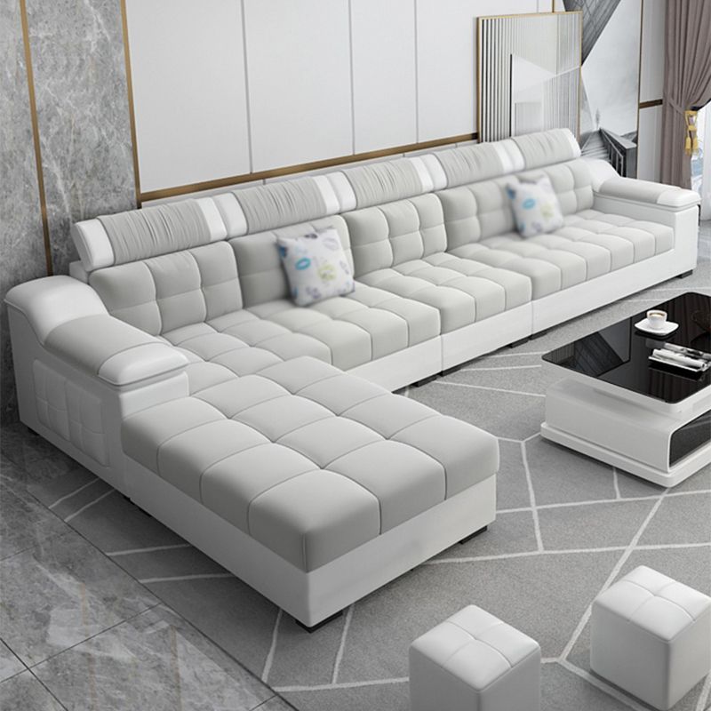 Contemporary Sofa Grey High Back Sloped Arms Sofa/Sectional for Living Room