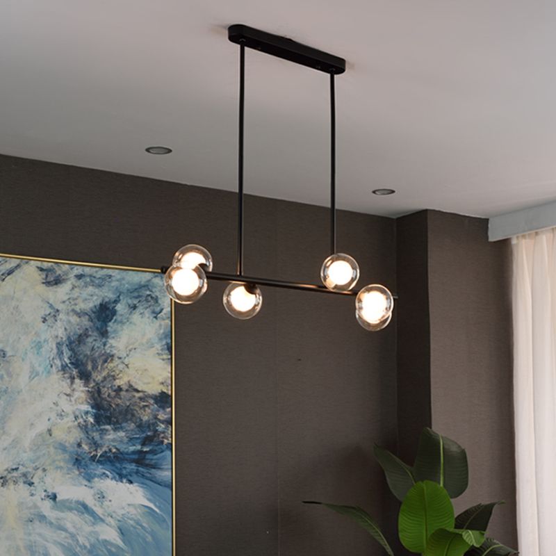 Modern Kitchen Island Lighting Round Hanging Island Lights with Clear Glass Shade