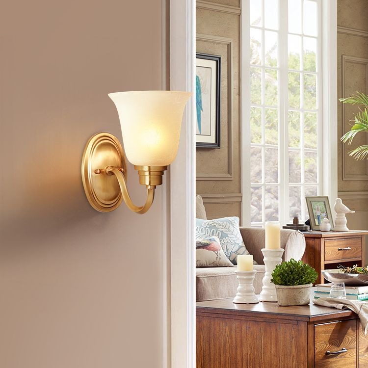Semplicità vintage Bell Bell Vanity Lights Sconce Milk Glass Wall Monte Flaching per bagno