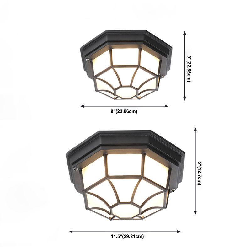 Plafonnier LED traditionnel avec abat-jour en verre, luminaire encastré pour cour et balcon