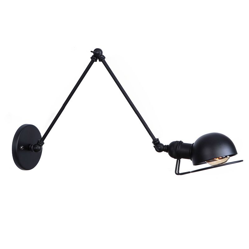 Lampe murale du bras swing en métal vintage avec nuance de bol à 1 feu de style industriel.