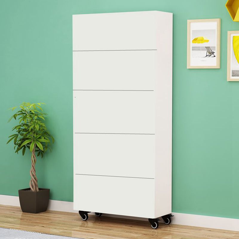 Contemporary Standard Bookcase Vertical Closed Back Bookshelf with Wheels