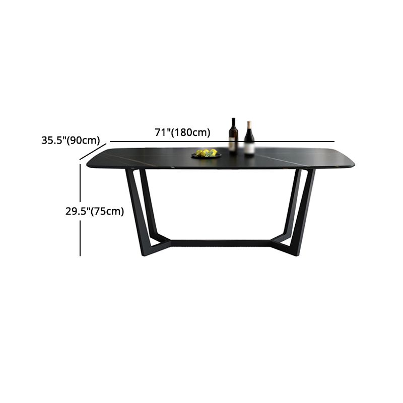 Modern 1/4/5/7 Pieces Black Dining Set Sintered Stone Dining Table Set with Leather Chairs